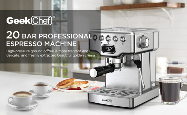 Geek Chef Espresso Machine, 20 Bar Espresso Machine With Milk Frother For Latte, Cappuccino, Macchiato, For Home Espresso Maker, 1.8L Water Tank, Stainless Steel - Image 10