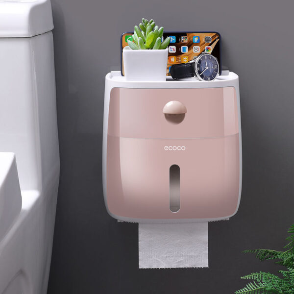Tissue Box Multi-function Pumping Rack, Punch-free Double-layer Waterproof - Image 2