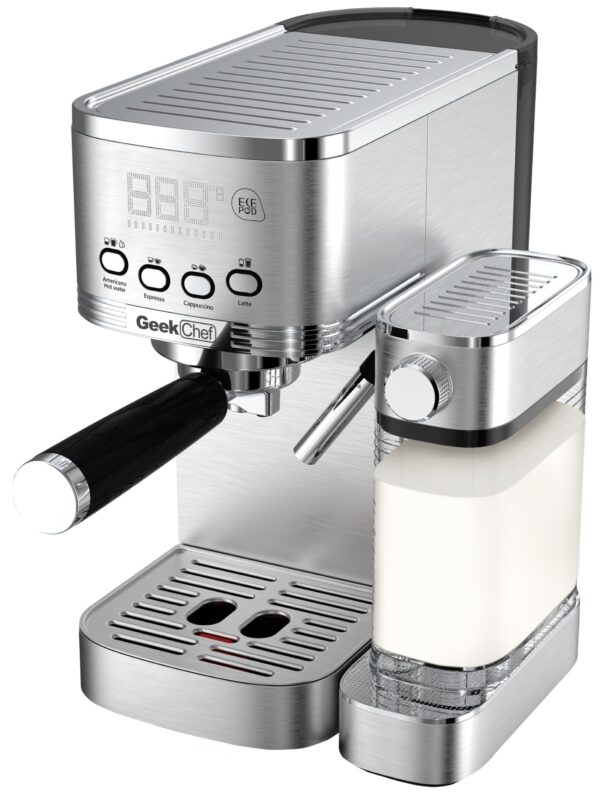 Geek Chef Espresso And Cappuccino Machine With Automatic Milk Frother,20Bar Espresso Maker For Home, For Cappuccino Or Latte,with ESE POD Filter, Stainless Steel, Gift For Coffee Lover Bar - Image 5