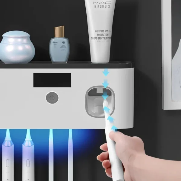 Toothpaste Dispenser Wall Mounted Toothbrush Holder Without Drilling Toothbrush Holder With 5 Brush Slots Toothbrush Organizer - Image 3