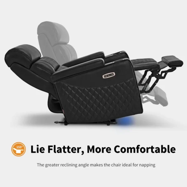 MCombo Power Recliner Chair with Adjustable Headrest, Home Theater Seating with USB & Type-C Port, Armrest Storage & LED Light H - Image 4