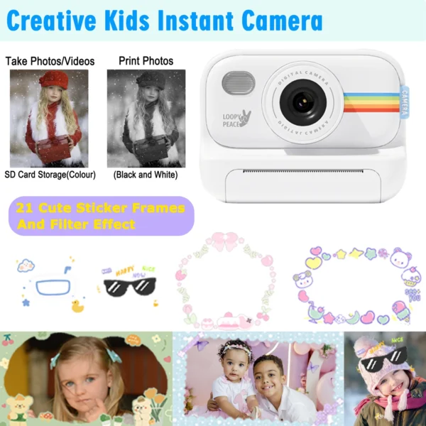 Instant Print Camera for Kids,2.0 Inch Screen Kids Instant Cameras, Christmas Birthday Gifts for Girls Age 3-12,Toddler Toy - Image 4