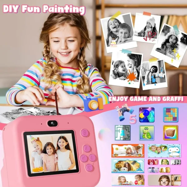 Digital Children Instant Print Camera, Video Recording, with 32G Card and Thermal Printing, Kids Educational Toy Gift - Image 4