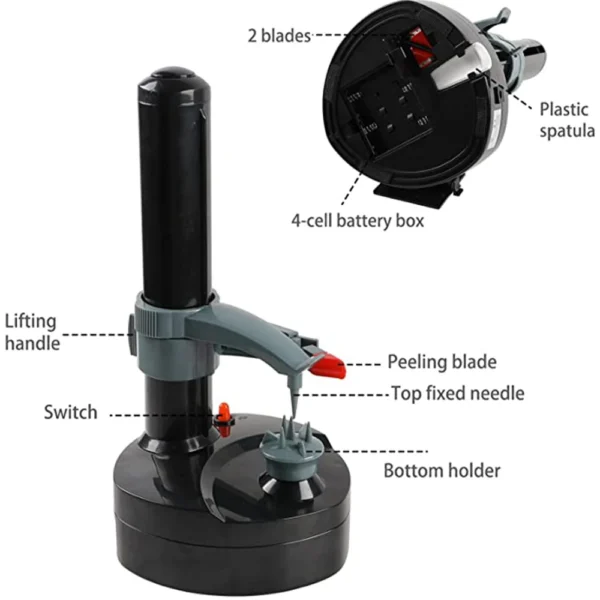 Multi-function Electric Peeler For Vegetables Fruit Potato Carrot Grater Peelers Cutter Kitchen Automatic Rotating Peeling Tool - Image 4