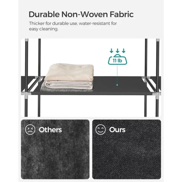 Closet Wardrobe, Portable Closet Clothes Rail with Non-Woven Fabric Cover, Clothes Storage Organizer 12 Compartments, Black - Image 4