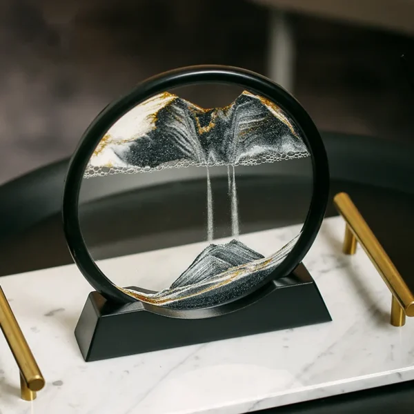 3D Moving Sand Art Picture Round Glass Deep Sea Sandscape Hourglass Quicksand Craft Flowing Painting Office Home Decor Gift - Image 2