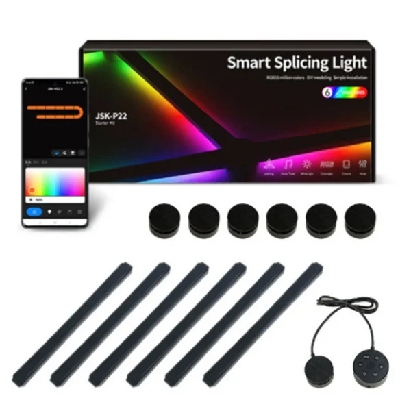 Splicing Light DIY Atmosphere Light RGB Smart Wall Light Voice Control Lamp for Esports Room Bedroom Bar Decoration Night Light - Image 2