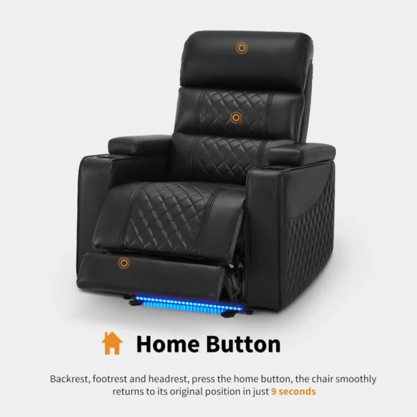 MCombo Power Recliner Chair with Adjustable Headrest, Home Theater Seating with USB & Type-C Port, Armrest Storage & LED Light H - Image 6