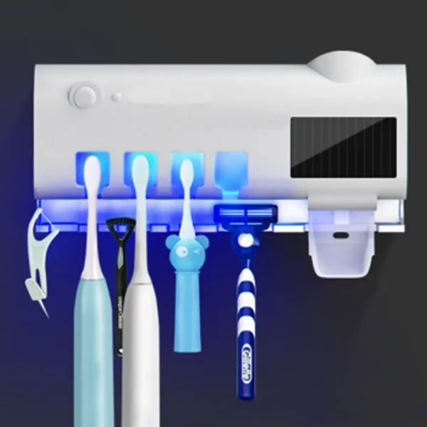 Solar Energy Bathroom Toothbrush Storage Box Toothbrush Holder Toothpaste Dispenser Multi-function Storage Holder USB Charger