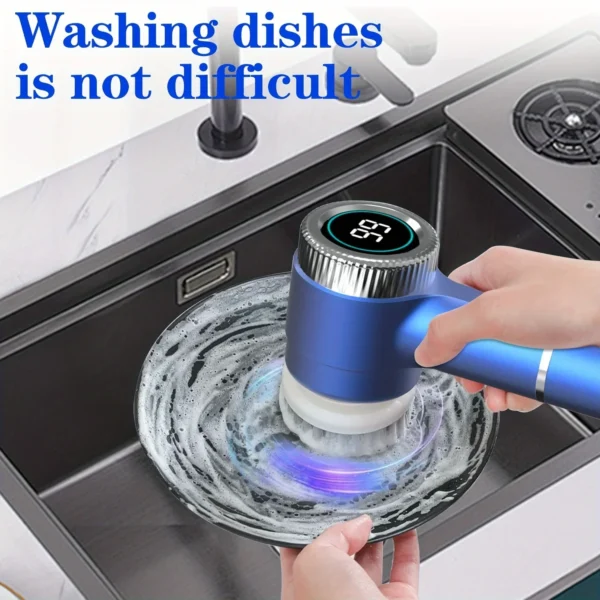 Xiaomi Electric Cleaning Brush Multifunctional Kitchen Bathroom Toilet Portable Powerful Clean Brush 5 Brush Heads LED Display - Image 5
