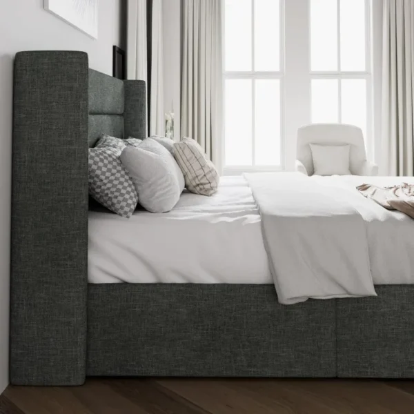 Full Size Lift Up Storage Bed/Modern Wingback Headboard/Upholstered Platform Bed Frame/Hydraulic Storage/No Box Spring Needed/Wo - Image 4