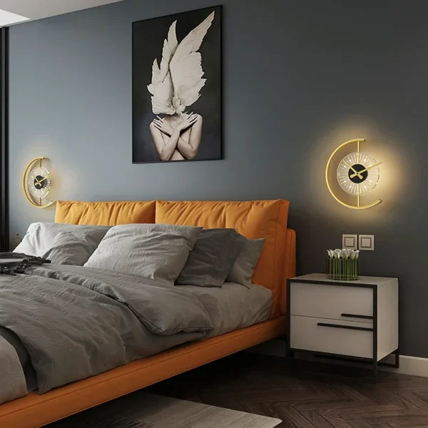 Moden Led Clock Wall Lamps For Corridor Aisle Bedside Wall Clock With Light Dimmable Bedroom Living Room Wall Sconce Lighting - Image 5