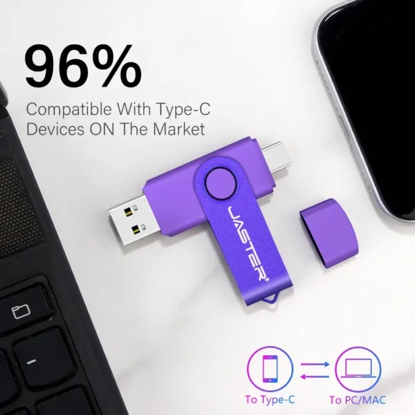 TYPE-C USB Flash Drive 128GB Real Capacity Pen Drive 64GB Free Key Chain Memory Stick Creative Business Gift Red U Disk Blue 32G - Image 3