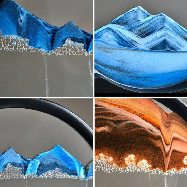 3D Moving Sand Art Picture Round Glass Deep Sea Sandscape Hourglass Quicksand Craft Flowing Painting Office Home Decor Gift - Image 4