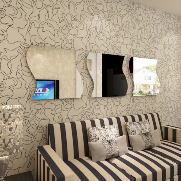 3D Acrylic Mirror Surface Wall Sticker DIY Wave Mirror Design for Home Living Room TV Wall Art Decoration Removable - Image 2